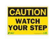 ZING 1154 Caution Sign 7 x 10In BK YEL ENG Text