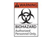 Zing Biohazard Sign Plastic 10 in. H Surface 1924