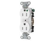 HUBBELL WIRING DEVICE KELLEMS 8200WTRA Receptacle White 0.5 HP 15A 2 Poles