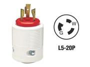 Leviton 70520LP 2 Pole Locking Cord Plug 20A LOCKING CORD PLUG