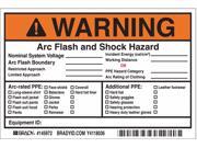 Brady Label, 4in.Hx, 6in.W, Warning Arc Flash, PK5 Vinyl 145972 Brady Label, 4in.Hx, 6in.W, Warning Arc Flash, PK5 Vinyl 145972