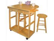 Breakfast cart with drop leaf table Natural