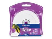 Verbatim 96940 DVD Recordable Media DVD R 16x 4.70 GB 10 Pack Blister