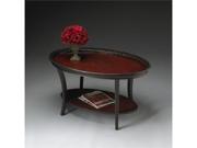 Butler Oval Cocktail Table Traditional Red and Black Finish