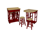 Breakfast cart with drop leaf table Red