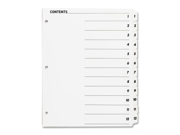 Index Dividers w TOC Page 1 12 12 Tabs ST 11 x8 1 2 White