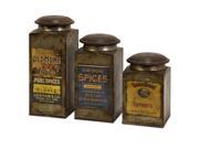 IMAX Addie Vintage Label Wood And Metal Canisters Set of 3
