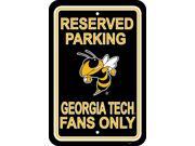 Fremont Die 50220 Georgia Tech Yellow Jackets 12 in. X 18 in. Plastic Parking Sign