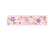 RoomMates Scroll Floral Peel Stick Border Pink White