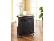 Crosley Natural Wood Top Portable Kitchen Cart Island in Black