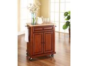 Crosley Natural Wood Top Portable Kitchen Cart Island in Classic Cherry