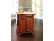 Crosley LaFayette Natural Wood Top Portable Kitchen Island in Classic Cherry