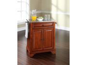 Crosley LaFayette Stainless Steel Top Portable Kitchen Island in Classic Cherry