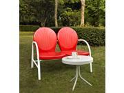 Crosley Griffith 2 Piece Metal Outdoor Conversation Seating Set Loveseat Table in Red