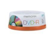 Memorex DVD Recordable Media DVD R 16x 4.70 GB 25 Pack Spindle 25 EA PK