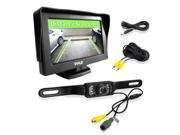 Pyle LCD Monitor and Rear View License Plate Back Up Camera Parking Assist System 4.3 Screen Night Vision Distance Scale Lines