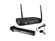 Pyle PDWM2140 VHF Fixed Frequency Wireless Microphone System Handheld Mic Body Pack Transmitter Lavalier Headset Independent Adjustable Volume Controls