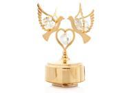 Matashi MCTMGS3184 24K Gold Plated Double Small Doves Music Box Made With Genuine Matashi Crystals