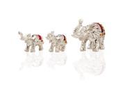 Matashi MCTAFS0182 Silver Plated Enamel Family of Elephants Figurines Made with Orange Genuine Matashi Crystals