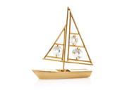 New Matashi CT0137 24K Gold Plated Sailboat Ornament Made with Genuine Matashi Crystals