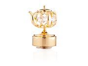 New Matashi CTMGS0134 24K Gold Plated Teapot Music Box Made with Genuine Matashi Crystals