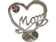 New Matashi CTSC3200LA Silver Plated Beautifully Crafted Mom in a Heart Table Top Ornament Made with Genuine Light Amethyst Matashi Crystal