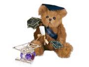 Bearington Plush Smarty Graduation Teddy Bear with Matashi Silver Plated Graduation Hat Ornament with Lavender Crystals