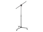 Universal Rolling Wheels Tripod Microphone Stand Adjustable Height Extendable