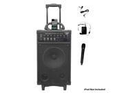 500 Watt Dual Channel Wireless Rechageable Portable PA System With iPod iPhone Dock FM USB SD Handheld Microphone and Lavalier Microphone