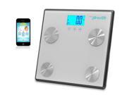 Pyle Bluetooth Digital Weight and Personal Health Scale with Wireless iPhone Android Smartphone Data Transfer and Pyle Health App Fitness Tracker Gray