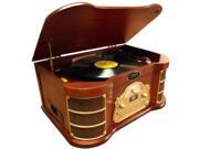 PyleHome Classical Turntable with AM FM Radio CD Cassette USB Recording iPod Player