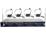 PylePro Rack Mount 4 Mic VHF Rack Mount Wireless Lavalie Headset System