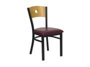 Flash Furniture HERCULES Series Black Circle Back Metal Restaurant Chair with Natural Wood Back Burgundy Vinyl Seat [XU DG 6F2B CIR BURV GG]
