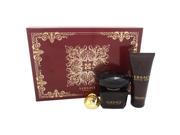 Versace Crystal Noir by Versace for Women 3 Pc Gift Set 3oz EDT Spray 3.4oz Body Lotion Versace Keychain