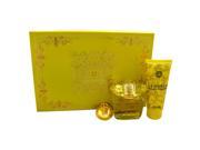 Versace Yellow Diamond by Versace for Women 3 Pc Gift Set 3oz EDT Spray 3.4oz Body Lotion Versace Keychain