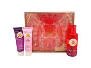 Gingembre Rouge by Roger Gallet for Women 3 Pc Gift Set 3.3oz Fresh Fragrant Water Spray 1.6oz Shower Gel 1.6oz Body Lotion