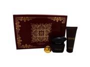 Versace Crystal Noir by Versace for Women 3 Pc Gift Set 3oz EDP Spray 3.4oz Body Lotion Versace Keychain