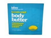 Lemon Sage Body Butter Maximum Moisture Cream by Bliss for Unisex 0.23 oz Cream