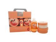 The Vineyard Peach Collection Travel Exclusive by The Body Shop for Unisex 4 Pc Kit 6.7oz Body Butter 6.9oz Body Scrub 8.4oz Shower Gel 0.4oz Lip Gloss
