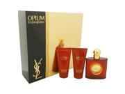 Opium by Yves Saint Laurent for Women 3 Pc Gift Set 1.6oz EDT Spray 1.6oz Body Moisturizer 1.6oz Shower Gel
