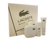 Lacoste Eau De Lacoste L.12.12 Blanc by Lacoste for Men 3 Pc Gift Set 3.3oz EDT Spray 2.4oz Deodorant Stick 1.6oz Shower Gel