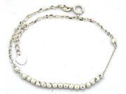 14K White Gold Diamond Cut Beads Bracelet 6.5