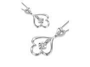 18K White Gold Flower Pental 4 Heart Shaped Prong Setting Diamond Pendant w 925 Sterling Silver Chain 0.12 cttw G H Color VS2 SI1 Clarity