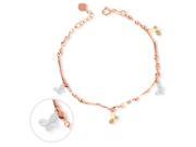 14K 585 Yellow White Rose Gold with Butterfly Charm in Diamond Cut Linked Bracelet 6.25 1 Extension