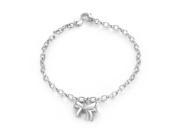 .925 Sterling Silver Bow with Linked Bracelet 6.5 1 Extension