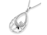 18K White Gold Round Diamond Filligree Droplet Pendant W 925 Sterling Silver Chain 18 0.24 cttw G H Color VS2 SI1 Clarity