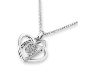18K White Gold Diamond 3D Heart Shape Pendant W 925 Sterling Silver Chain 16 0.12cttw G H color good SI1 SI2 Clarity