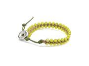 Wrap Bracelet with Faceted Olive Jade Beads on Genuine Green Leather Strip Adjustable 7.5 9.0