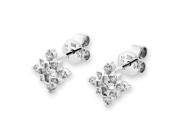 18K White Gold Cross Shape Diamond Accented Stud Earrings 0.32 cttw G H Color VS2 SI1 Clarity