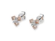 18K White Gold Flower Shape Diamond Stud Earrings 0.27 cttw G H Color VS2 SI1 Clarity